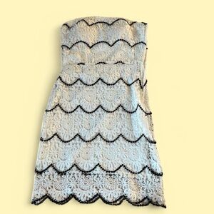 Jodi Kristopher Silver and Black Strapless Sheath Dress